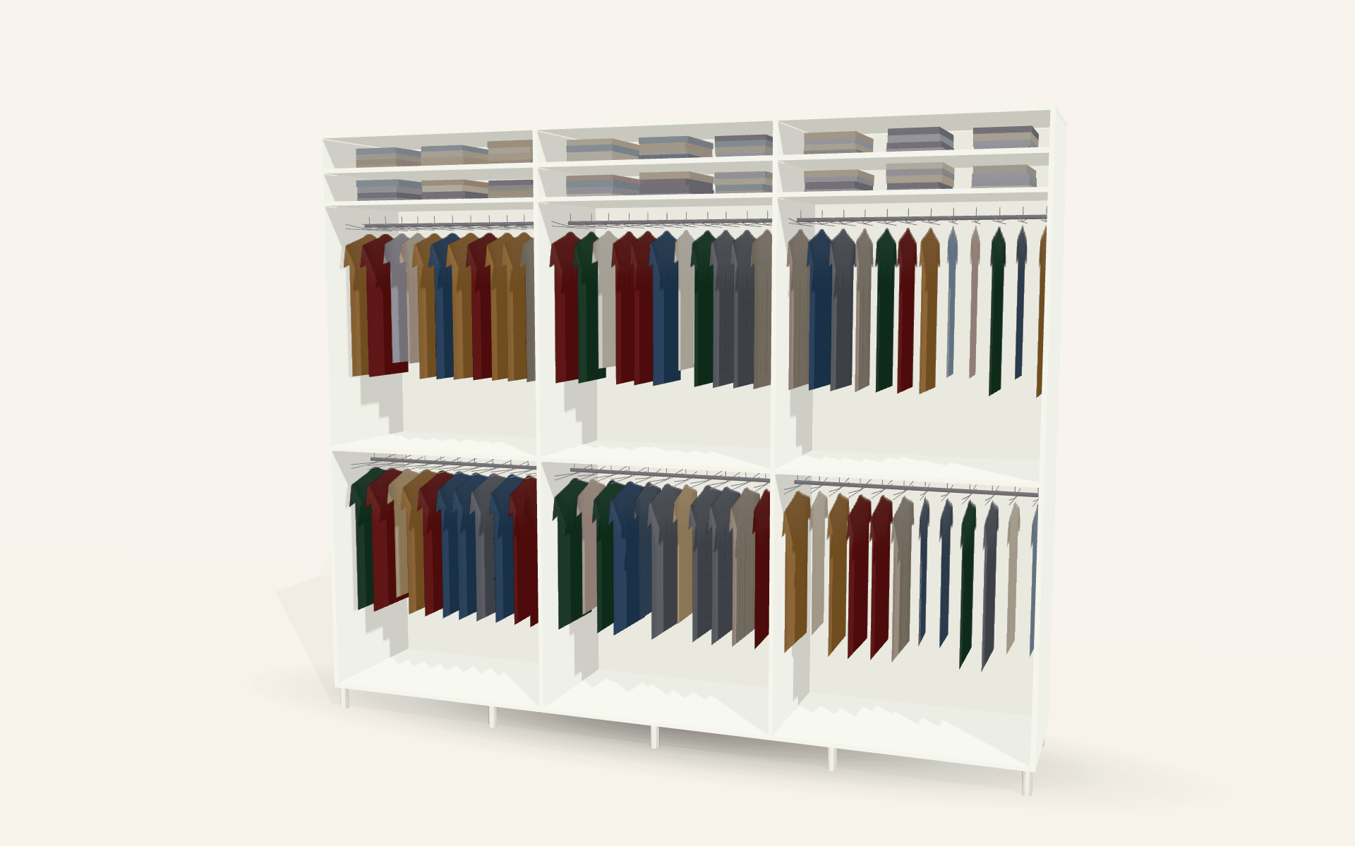 The 3D-3000 Three Hanging Sections Sliding Wardrobe